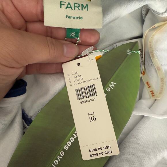 NWT Farm Rio Navy Blue Flower Tapestry Shorts, 26 - Picture 5 of 7